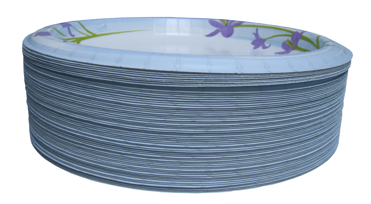 Stack of disposable paper pattal plates for bulk supply